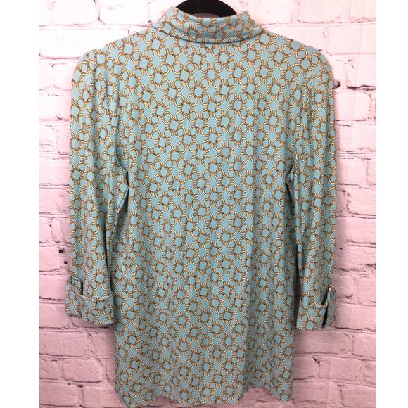 Charter Club Chain Link Classic Collared Flap Pockets 3/4 Sleeve Blouse Size S - Picture 5 of 11